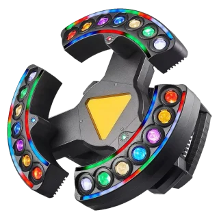 Three-wing LED effect light with multicoloured LED strips on each wing