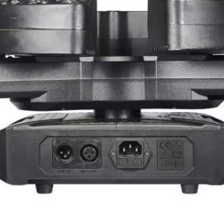 Rear panel of the three-wing effect light with DMX and power connectors
